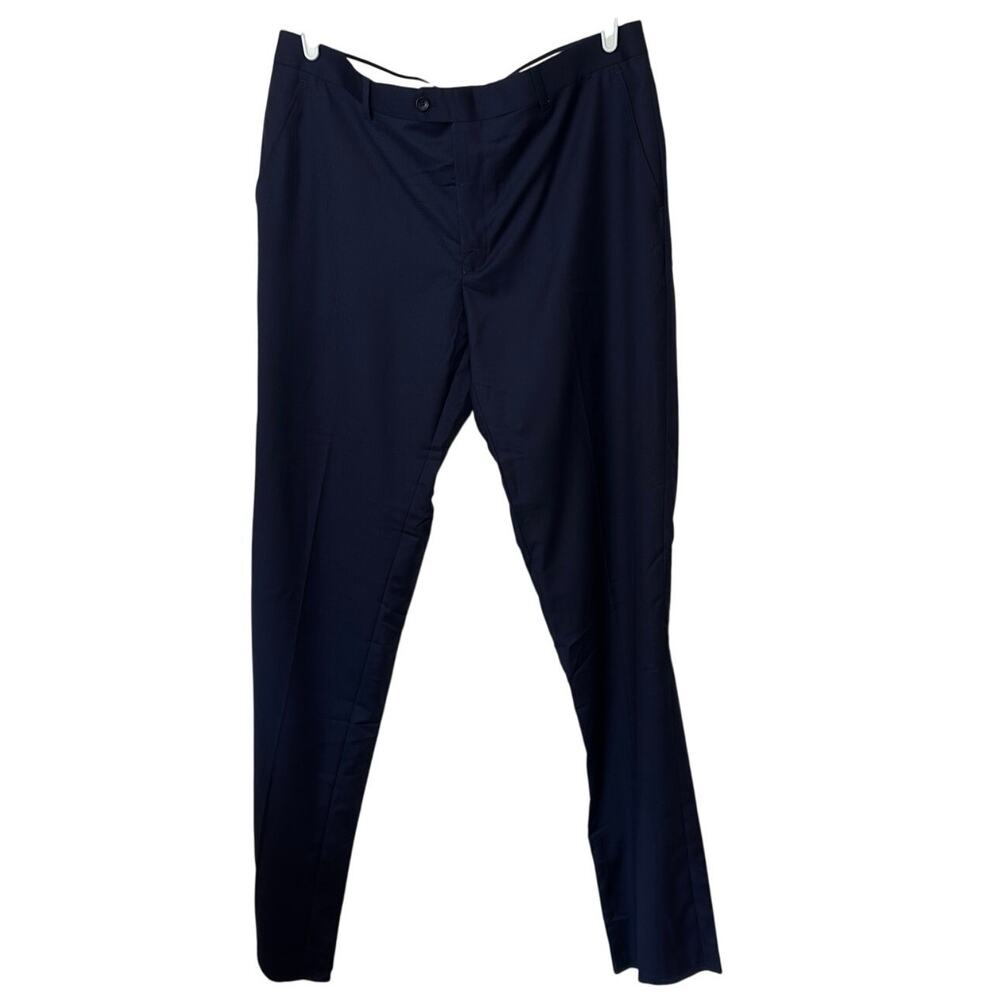 Unbranded Men’s Unhemmed Dress Pants Size 38 Navy Blue 100% Wool Professional